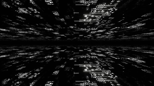 White Neon Chips in Mirror Extinction Background VJ Loop in 4K