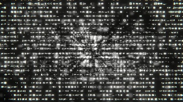 White Neon Alien Code Background VJ Loop in 4K