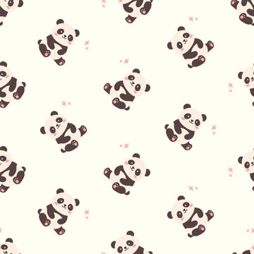 Cute panda bear seamless pattern background