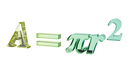 Circle area formula in green glass side view © PeakDreams Studio