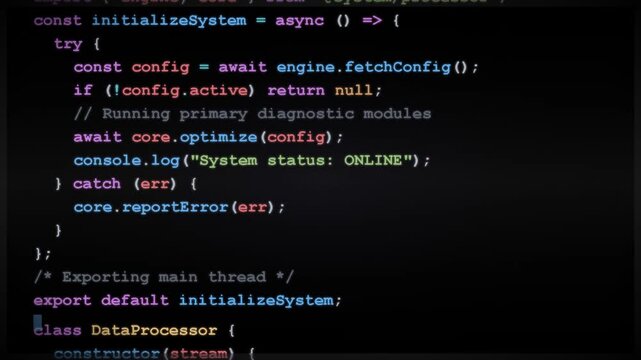 Software source code typing on computer screen, programming syntax, developer workspace, software engineering, backend logic, technology innovation, digital infrastructure