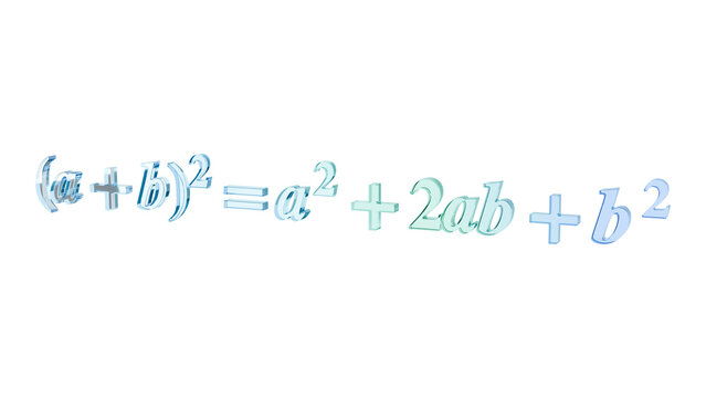 Binomial square expansion in turquoise glass side view