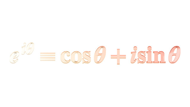 Euler complex exponential formula in gold glass isolated