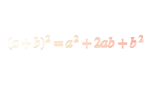 Binomial square expansion in gold glass isolated