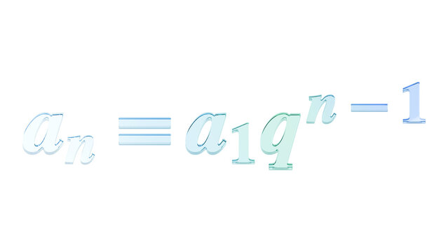 Geometric sequence nth term in turquoise glass isolated