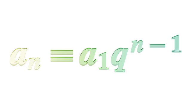 Geometric sequence nth term in green glass isolated