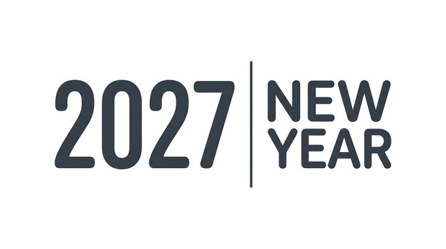 Minimalist 2027 text graphic with vertical line for new year planning and calendar design
