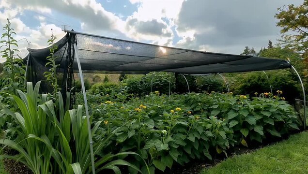 Share practical gardening knowledge with agricultural 4K Ultra HD video which practically demonstrates the method for protecting garden plants from the damaging effects of extreme heat and harmful