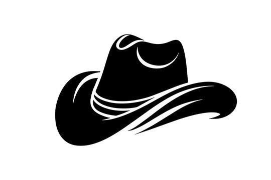 Cowboy hat silhouette icon isolated on transparent background for western theme graphic design projects