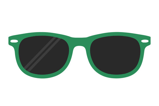 Green sunglasses isolated on transparent background, flat vector illustration for summer fashion and eyewear design