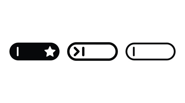 Interface Icons Set with Toggle Switches, Star, and Arrow Design Elements. Modern Minimalist Ui Symbols for Digital Applications