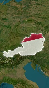 Austria Map Vertical Animation with National Flag, 9:16 Video for Reels and Shorts