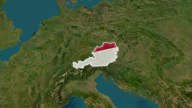 Austria Map Animation with National Flag and Border, 4K Geography Motion Graphics