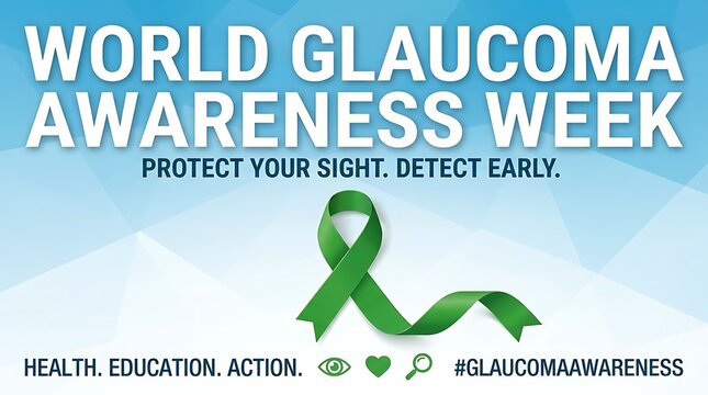 World glaucoma awareness week poster with ribbon