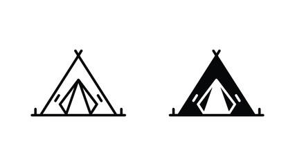 Triangular camping tent icon set for outdoor recreation and hiking adventure concepts in vector © ArtHive Studio