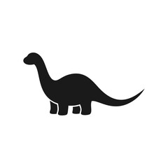 Minimalist black silhouette icon of a sauropod dinosaur in profile view © Sopian