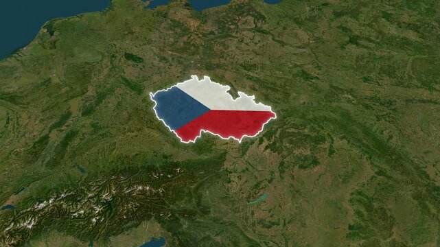 Czech Republic Map Animation with National Flag, 4K Czechia Geography Footage