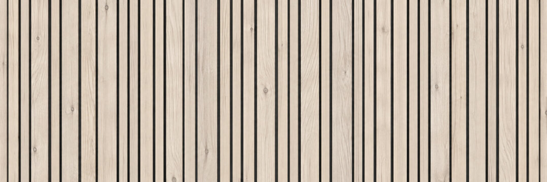 Modern vertical wood slat wall texture with natural light oak timber planks, minimalist architectural wooden paneling background for interior design, seamless rhythmic timber batten pattern.