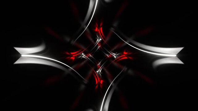 Red and White Neon Curve Lines in Mirror Tunnel Background VJ Loop in 4K