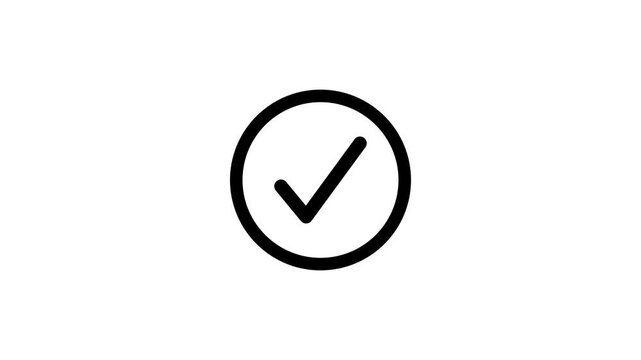 mouse cursor clicking with check mark pop up. check mark icon animation.