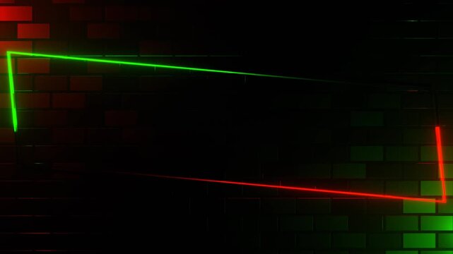Red and Green Neon Frame for Text on Brick Wall Background VJ Loop in 4K