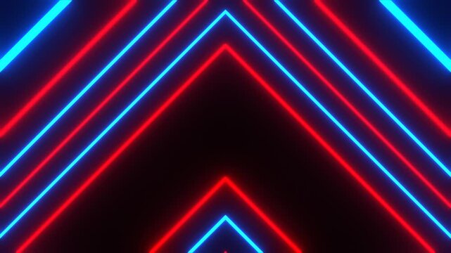Red and Blue Neon Rays Triangular Movement Background VJ Loop in 4K