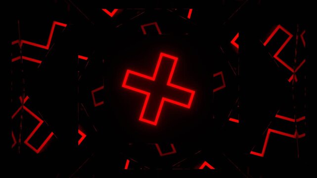 Red and Green Strobe Cross in Mirror Tunnel Background VJ Loop in 4K