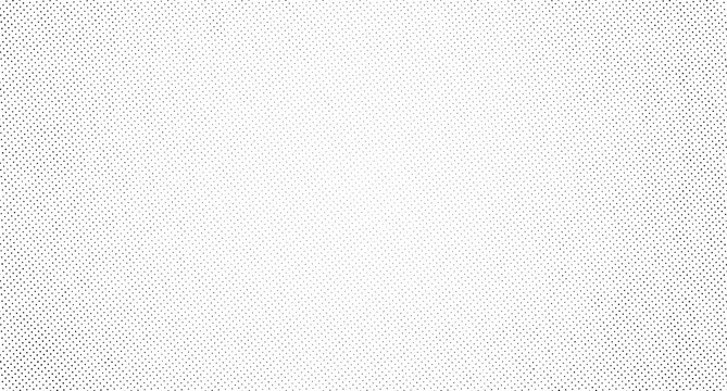 Black and white halftone dot pattern gradient, distressed texture with fading circular points on a plain white background