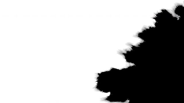 black ink drop splat from the right side in white background 4k