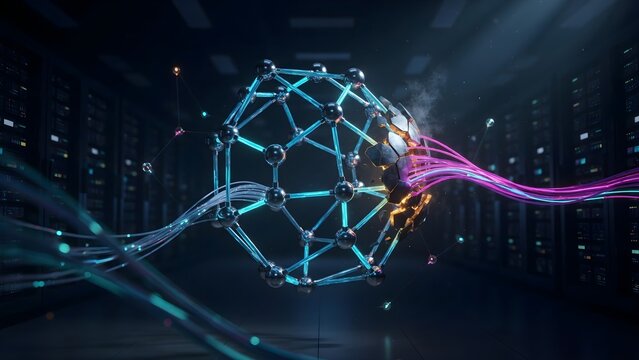 Digital resilience concept showing a business network continuing operations despite disruption, redundant infrastructure pathways automatically rerouting information around a damaged section