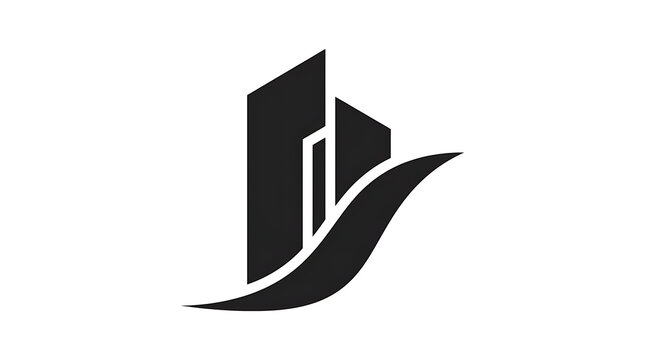 Modern real estate logo icon with abstract building silhouette