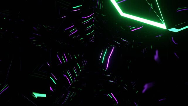 Purple and Turquoise Pentagon Strobe Tunnel Background VJ Loop in 4K