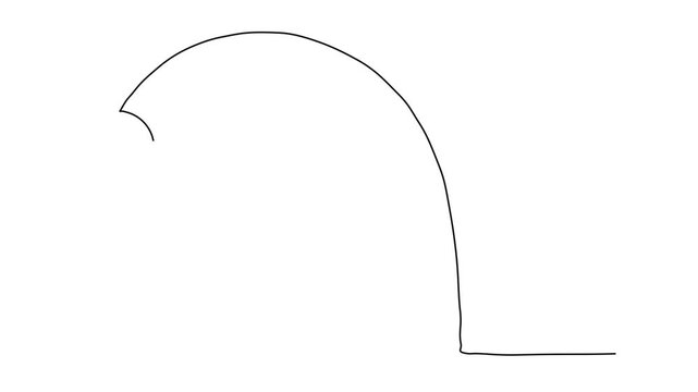 Continuous line drawing of a modern arched floor lamp, minimalist interior lighting illustration, elegant furniture sketch for home decor and design projects.