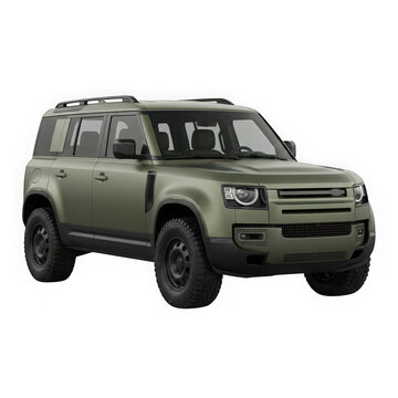 Green suv off-road vehicle with roof rack