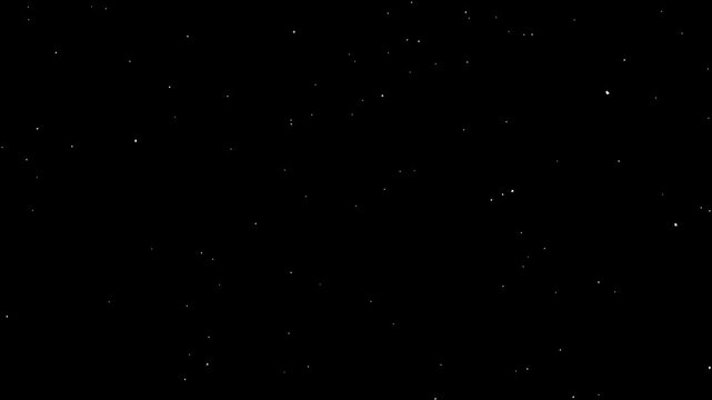 Sparse White Dust Particles on Black Background, Vintage Film Overlay