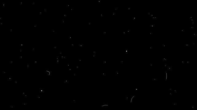 Sparse White Dust and Fine Fibers on Black Background, Vintage Film Overlay