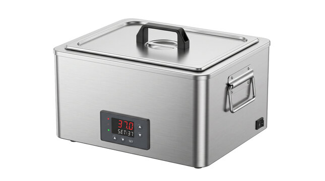 Stainless Steel Laboratory Water Bath with Digital Temperature Control Isolated on Transparent Background