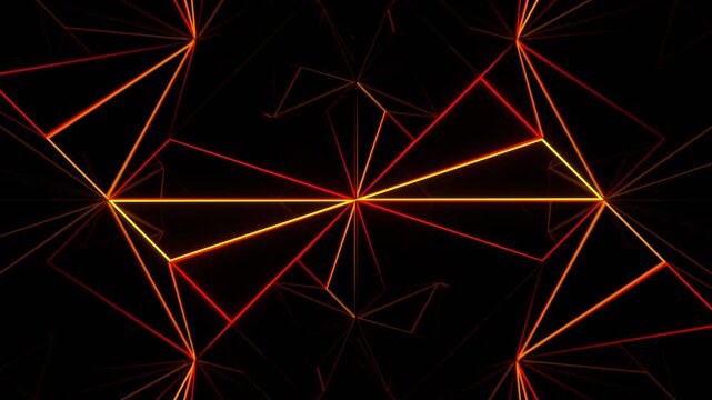 Movement of Red and Yellow Neon Figures in Circle Background VJ Loop in 4K