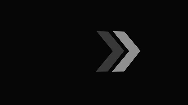 Animated glowing arrows pointing rightward on black background, for directional ui, and motion animation