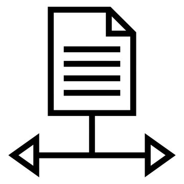 Document file icon with branching arrows pointing left and right at the bottom file sharing data transfer