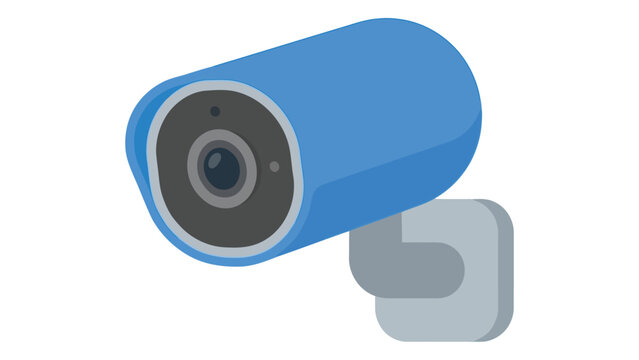 Blue Security Camera, Vector Illustration
