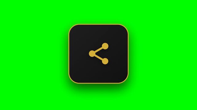 Golden share icons grid on green screen background for video editing