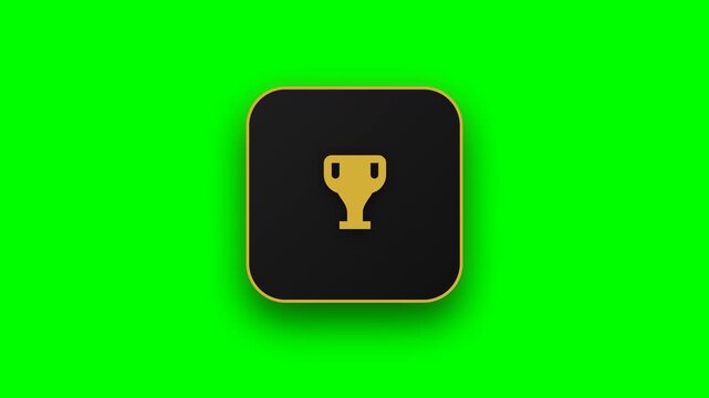 Golden trophy icons on green screen background