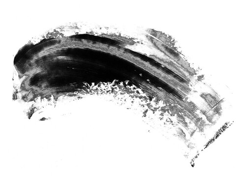 A black brush stroke in curve arch shape with no backdrop, transparent png