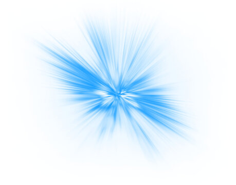 Fast glowing blue lights radial effect overlay concept in white color, png