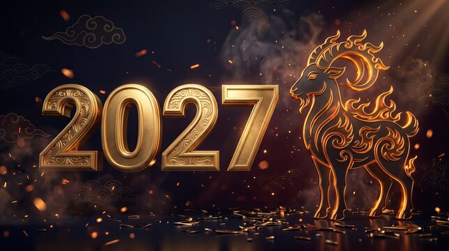 2027 Golden Goat Sign: Astrological 2027 Calendar, Zodiac, Year of the Goat, Monthly Poster, A4 2027 Calendar, Birthday Gift, A5 2027 Calendar, Ast...