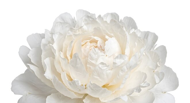 Single white peony flower with botanical