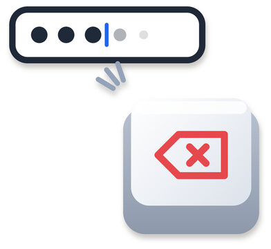 Backspace key deleting password dots in input field icon