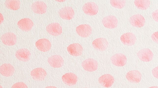 Pink watercolor polka dot pattern on textured white paper with softly painted irregular circles and delicate pastel tones, seamless abstract illustration background