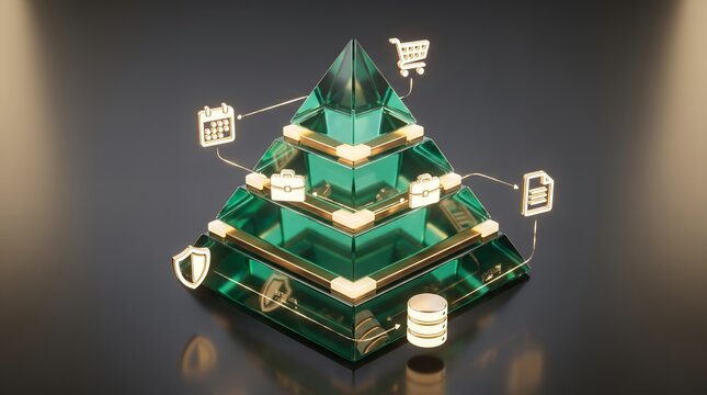 Transparent Business Management System with Digital Workflow Icons